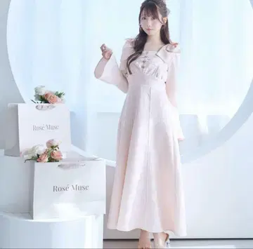 로제뮤즈 shoulder ribbon jacquard dress