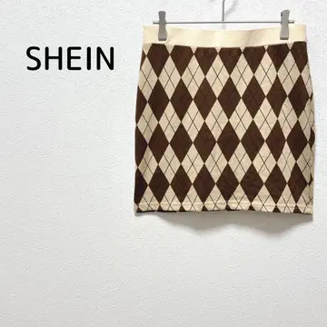 SHEIN 아가일 무늬 니트 미니 스커트 브라운 M 한국 패션