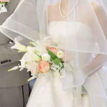 웨딩 베일 롱 이단식 화이트 와타베 웨딩 미초파