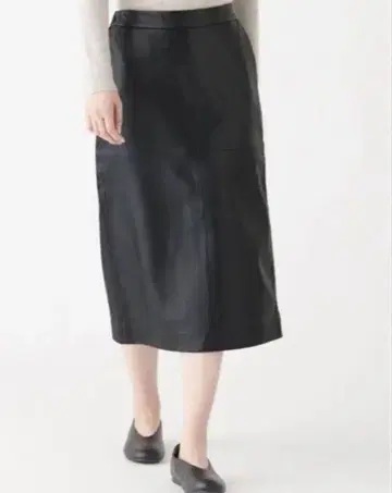 MUJI 스커트 양가죽 블랙 XL