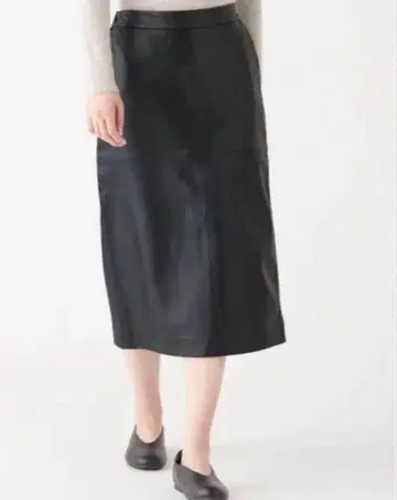 MUJI 스커트 양가죽 블랙 XL