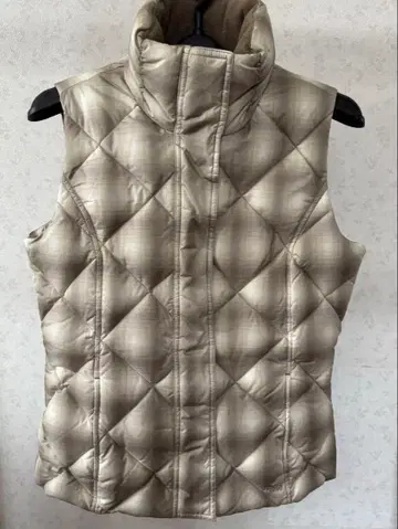 에디바우어 다운 베스트 퀼팅 베스트 베이지 계열 체크