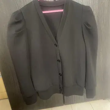 ELFRANK 블랙 퍼프 슬리브 가디건