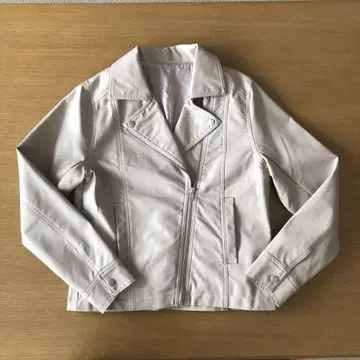 화이트 가죽 라이더 자켓