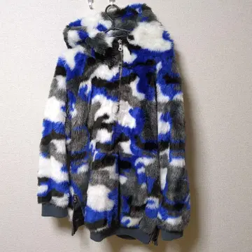NO ID. 인조 모피 후디드 BLZ 블루종