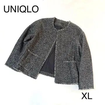 UNIQLO 유니클로 트위드 노카라 자켓 XL 블랙 화이트