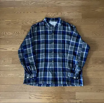 귀중 XL 60s 오픈 카라 빈티지 울 체크 셔츠