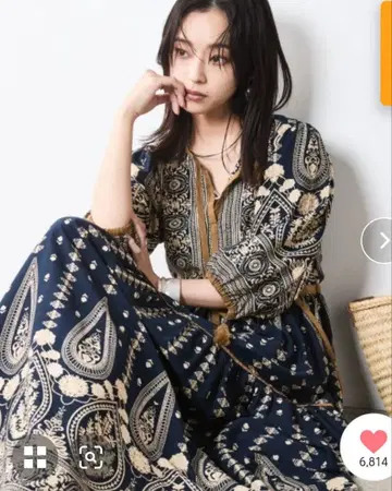 CHIC STYLE 에스닉 프린트 맥시 원피스