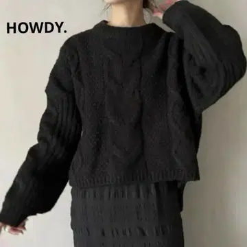HOWDY. 케이블 니트 (블랙 F) 케이블 니트