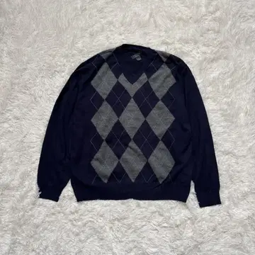 [ 디자인 니트 ] 아가일 무늬 네이비 그레이 해외 구제 의류