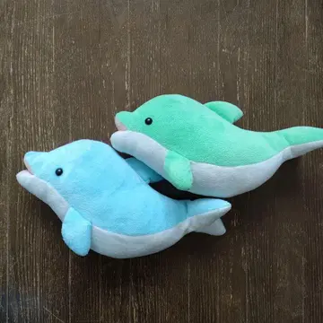 돌고래 봉제 인형 2개 세트 스카이블루와 그린 컬러