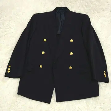 네이비 울 100% 골드 버튼 더블 테일러드 자켓