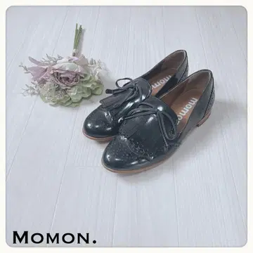 [일본제] momon 모몬 가죽 신발 로퍼 에나멜 레이스업