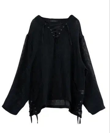 not conventional linen lace up pullover