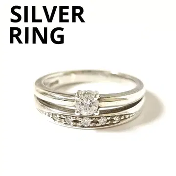 실버 SILVER 반지 각인 있음 이중 스톤 포함 11호
