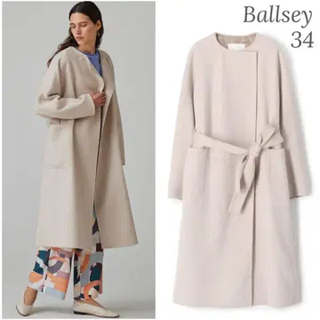 Ballsey 프리미엄 울 리버 노카라 코트 베이지 34