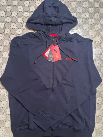 HUGO 네이비 집업 후드티 Size M