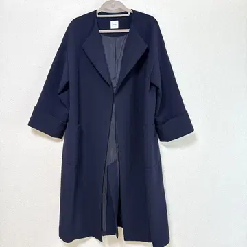Spick & Span 네이비 다크 네이비 노카라 코트 스픽 앤 스팬