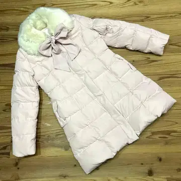 LIZLISA 퍼 티펫 다운 코트 핑크