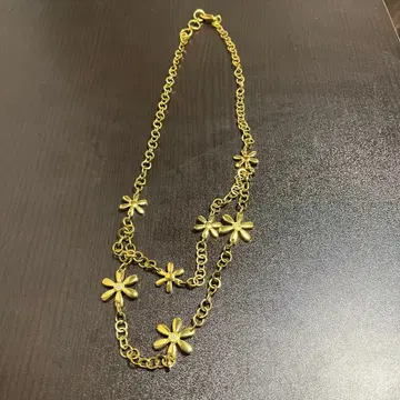 폴리폴리 꽃 모티브 골드 롱 목걸이