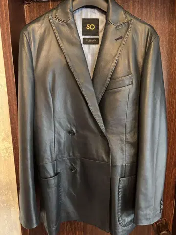 CINQUANTA 가죽 테일러드 자켓 블랙