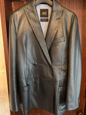 CINQUANTA 가죽 테일러드 자켓 블랙