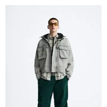 ZARA 후드 부착 데님 자켓 L