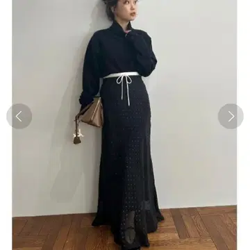 Mila Owen 더블 허리 수트 내로우 스커트 블랙
