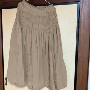 베이지 플레어 스커트 뒷지퍼