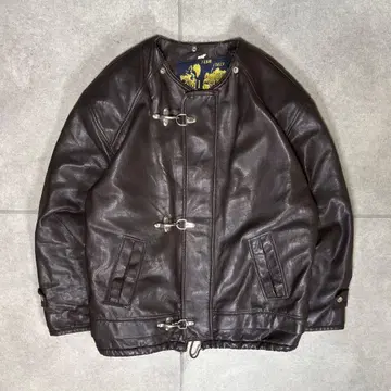 파이어맨 자켓 가죽 이탈리아제 보아 안감 90s 금장 장식