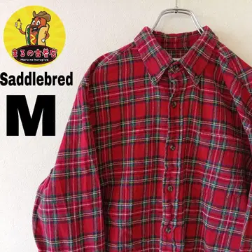 USA 구제 의류 Saddlebred 플란넬 셔츠 M 레드 그린 체크