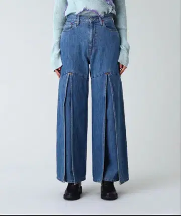 kotohayokozawa layered denim pants