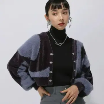 HARE 마블 소재 메탈 가디건