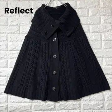 리플렉트 니트 판초 케이프 블랙 울 일본제 월드