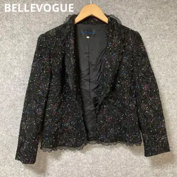 BELLEVOGUE 라메 믹스 블랙 노카라 자켓