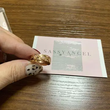SASSYANGEL 퀼팅 지르코니아 반지 핑크 골드