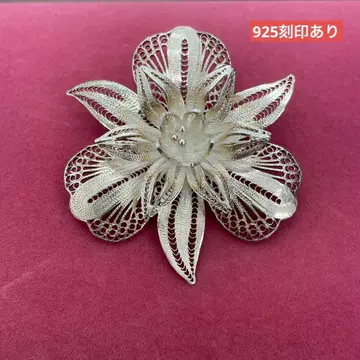 SILVER925 은선 세공 브로치