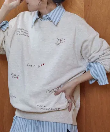 프릭스스토어 메시지 자수 맨투맨 / 흩뿌려진 자수 맨투맨