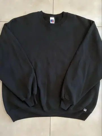 레어 XL USA제 90's Russell 맨투맨 블랙 무지