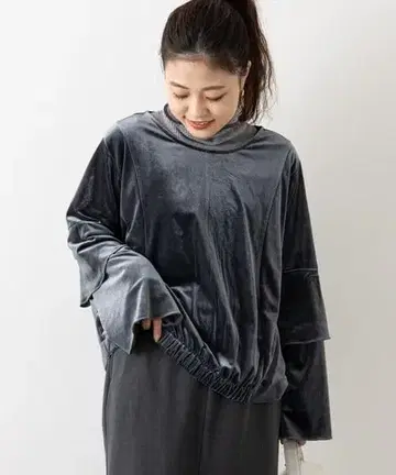 차오패닉 프릴 슬리브 벨로아 상의 블루