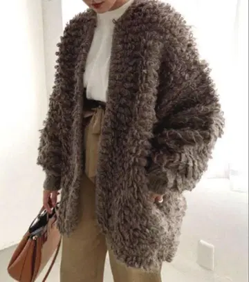 클라네 CLANE 모헤어 루프 벌키 니트 가디건 1 브라운