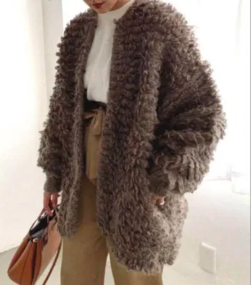 클라네 CLANE 모헤어 루프 벌키 니트 가디건 1 브라운