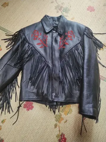 FIRST Leather Sheen 프린지 가죽 자켓 S