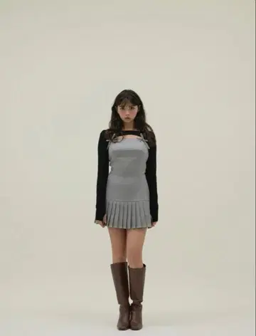andmary Karen 니트 세트 미니 드레스