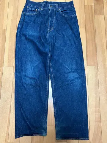 셀비지 데님 세로 빠짐 인디고 월계수 버튼