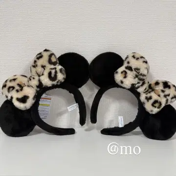 디즈니 머리띠 리본 레오파드 무늬 미니 2개 세트