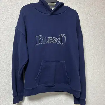 BlessU 네이비 후드 부착 후드티