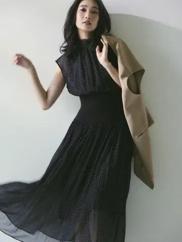 FRAY ID 허리 리브 마조리카 드레스 퍼플