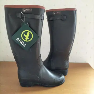 AIGLE 다크 브라운 롱 레인부츠