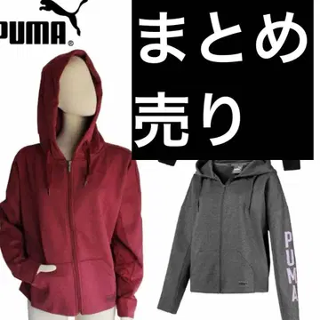 PUMA 후드 후드티 지퍼 후드티 세트 묶음 판매 그레이, 빨간색